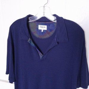 HYDEN YOO Mens S/S Polo Shirt XL Blue Open Placket